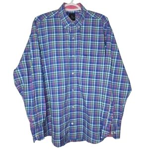 Tailorbyrd Mens Colorful Plaid Stretch Button Down Shirt Size Medium